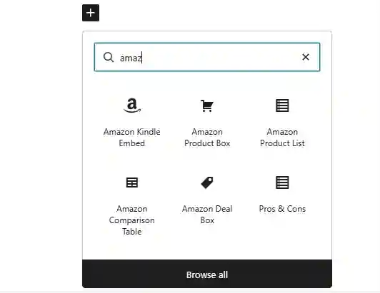 All Amazon Gutenberg blocks